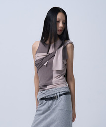 UNBALANCE SLEEVELESS TOP (COCOA)