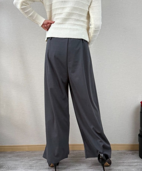 gossip!ロサンゼルス(ゴシップロサンゼルス)の「フロントプリーツ ワイドレッグパンツ(スラックス・レディース・ブラウン/グレー/ブラック・FREE)」の5枚目の写真