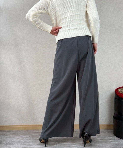 gossip!ロサンゼルス(ゴシップロサンゼルス)の「フロントプリーツ ワイドレッグパンツ(スラックス・レディース・ブラウン/グレー/ブラック・FREE)」の6枚目の写真