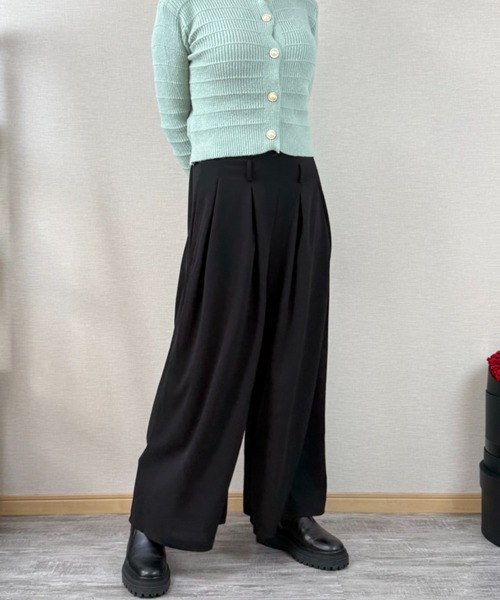 gossip!ロサンゼルス(ゴシップロサンゼルス)の「フロントプリーツ ワイドレッグパンツ(スラックス・レディース・ブラウン/グレー/ブラック・FREE)」の12枚目の写真