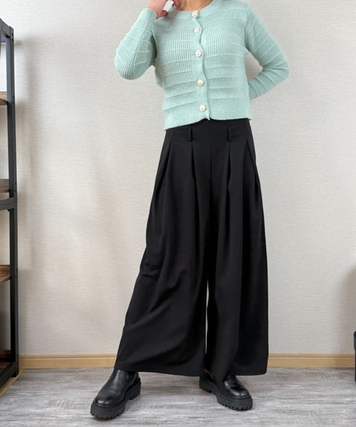 gossip!ロサンゼルス(ゴシップロサンゼルス)の「フロントプリーツ ワイドレッグパンツ(スラックス・レディース・ブラウン/グレー/ブラック・FREE)」の13枚目の写真