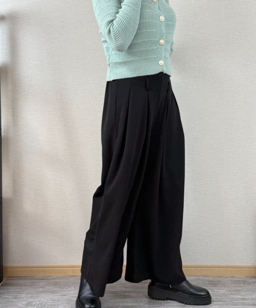 gossip!ロサンゼルス(ゴシップロサンゼルス)の「フロントプリーツ ワイドレッグパンツ(スラックス・レディース・ブラウン/グレー/ブラック・FREE)」の14枚目の写真