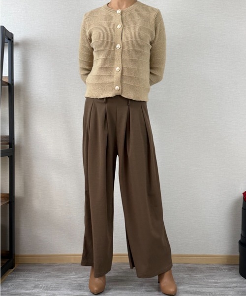 gossip!ロサンゼルス(ゴシップロサンゼルス)の「フロントプリーツ ワイドレッグパンツ(スラックス・レディース・ブラウン/グレー/ブラック・FREE)」の20枚目の写真