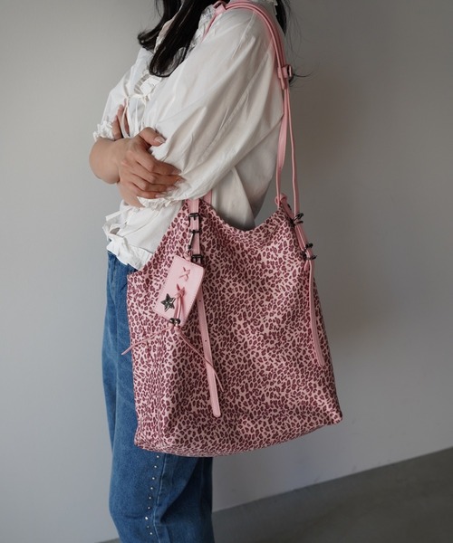 SANSeLF(サンセルフ)の「【SANSeLF】レオパード柄ビッグトートバッグ saa26s008(トートバッグ・レディース・ブラウン/ピンク・FREE)」の1枚目の写真