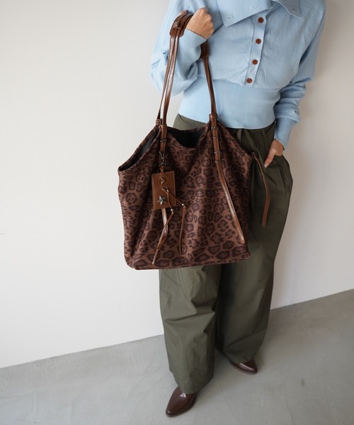 SANSeLF(サンセルフ)の「【SANSeLF】レオパード柄ビッグトートバッグ saa26s008(トートバッグ・レディース・ブラウン/ピンク・FREE)」の6枚目の写真