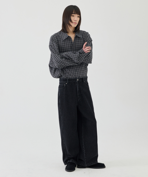 eastserviceshop(イーストサービスショップ)の「Vintage Washed Curved Denim - Black(デニムパンツ・レディース・ブラック・FREE/50/48)」の5枚目の写真