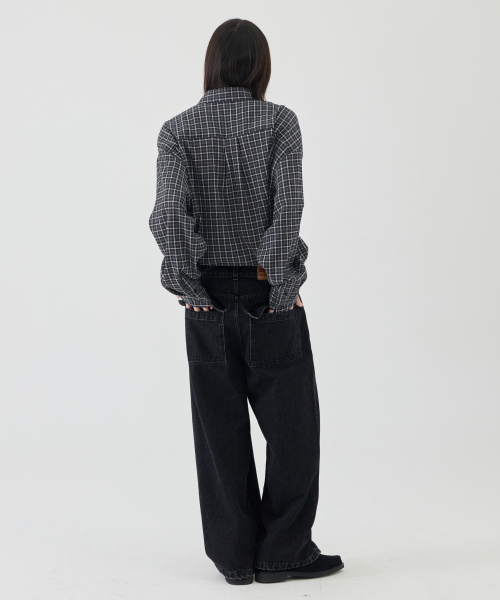 eastserviceshop(イーストサービスショップ)の「Vintage Washed Curved Denim - Black(デニムパンツ・レディース・ブラック・FREE/50/48)」の4枚目の写真