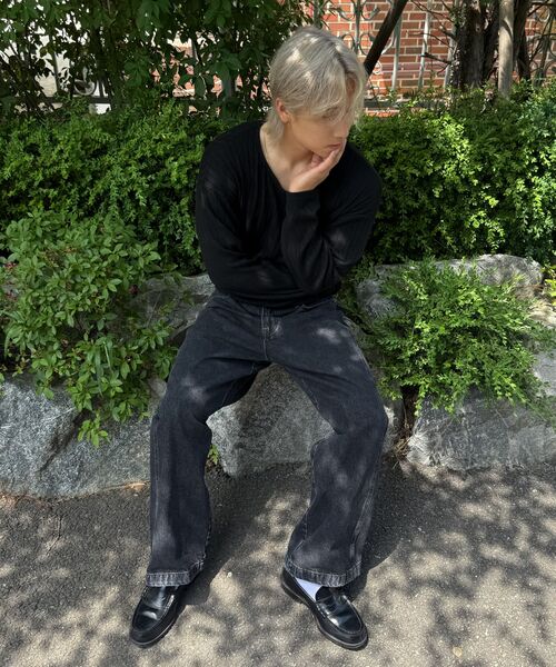 eastserviceshop(イーストサービスショップ)の「Vintage Washed Curved Denim - Black(デニムパンツ・レディース・ブラック・FREE/50/48)」の2枚目の写真