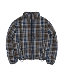 TCM mini logo check puffer jacket (navy)