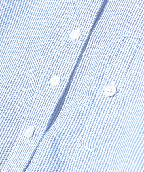 PIECEMAKER（ピースメーカー）の「SEERSUCKER POCKET CROP STRIPE SHIRTS (SKY BLUE)（シャツ/ブラウス・レディース・その他・FREE）」の7枚目の写真