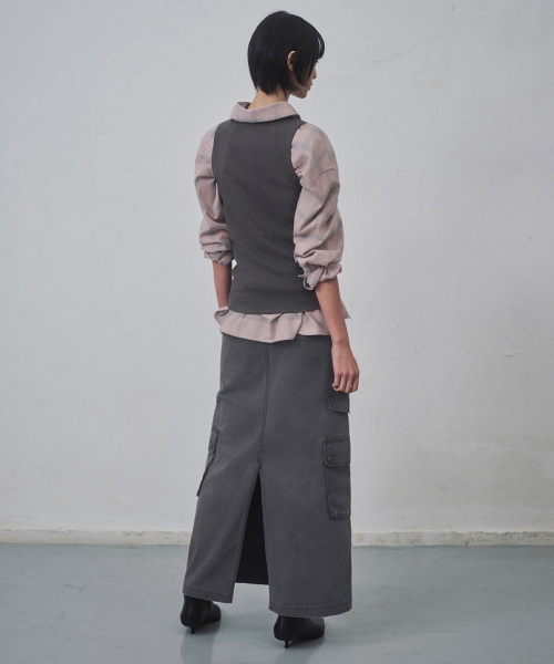 MUSINSA STANDARD WOMAN（ムシンサスタンダードウーマン）の「ウィメンズピグメントカーゴマキシスカート[チャコールグレー]（スカート・レディース・その他・SMALL/MEDIUM/LARGE/X-SMALL）」の3枚目の写真