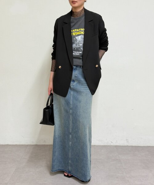 LOUNGEDRESS(ラウンジドレス)の「《オンオフ活躍/セットアップ着用可》ダブルクロスジャケット(テーラードジャケット・レディース・ブラック/ベージュ/ネイビー・FREE)」の12枚目の写真