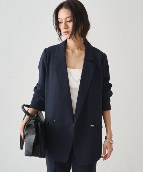 LOUNGEDRESS（ラウンジドレス）の「ダブルクロスジャケット（テーラードジャケット・レディース・ブラック/ベージュ/ネイビー・FREE）」の12枚目の写真