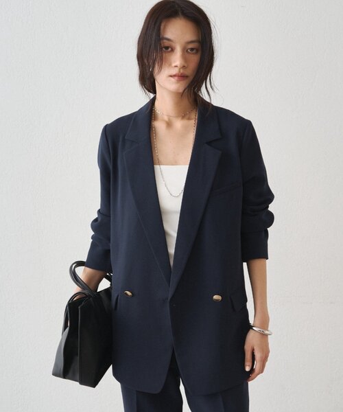 LOUNGEDRESS（ラウンジドレス）の「ダブルクロスジャケット（テーラードジャケット・レディース・ブラック/ベージュ/ネイビー・FREE）」の14枚目の写真