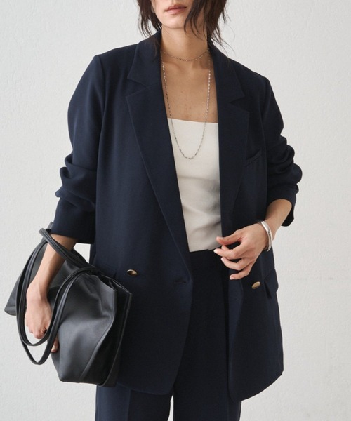 LOUNGEDRESS（ラウンジドレス）の「ダブルクロスジャケット（テーラードジャケット・レディース・ブラック/ベージュ/ネイビー・FREE）」の3枚目の写真
