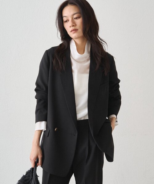 LOUNGEDRESS（ラウンジドレス）の「ダブルクロスジャケット（テーラードジャケット・レディース・ブラック/ベージュ/ネイビー・FREE）」の4枚目の写真