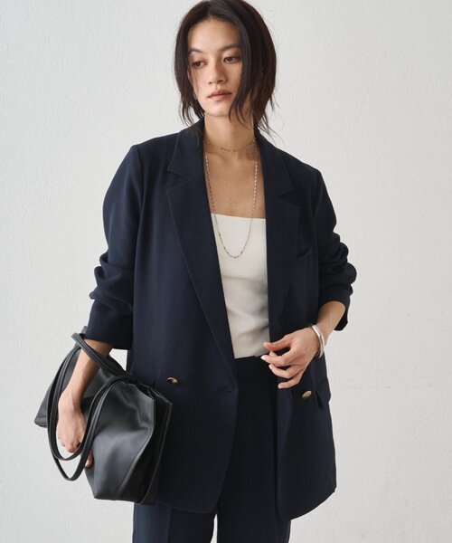 LOUNGEDRESS（ラウンジドレス）の「ダブルクロスジャケット（テーラードジャケット・レディース・ブラック/ベージュ/ネイビー・FREE）」の5枚目の写真