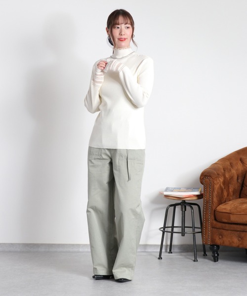cepo(セポ)の「編地切り替えシアーラインハイネックプルオーバー(ニット/セーター・レディース・ブラック/オフホワイト/グレー・M)」の19枚目の写真