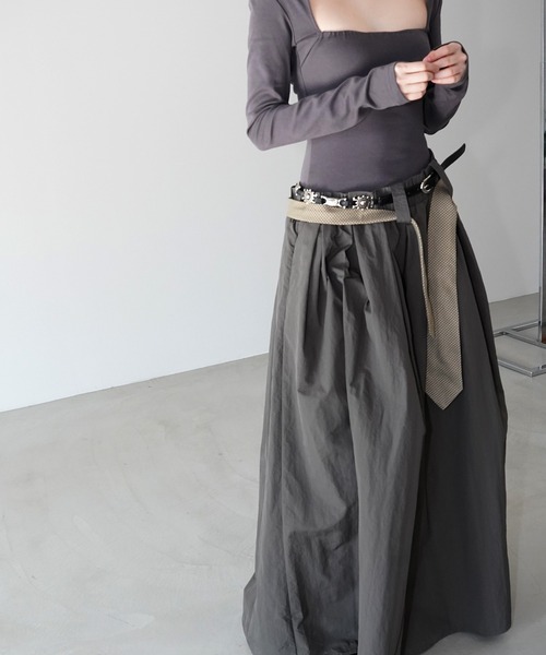 chuclla（チュクラ）の「スクエアネック ドッキングワンピース chw26s063（ワンピース・レディース・チャコール・S/M）」の3枚目の写真