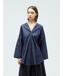 mizuiroind | mizuiro ind Vネックデニムシャツ(シャツ/ブラウス)