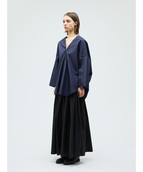 mizuiroind（ミズイロインド）の「mizuiro ind Vネックデニムシャツ（シャツ/ブラウス・レディース・その他1・FREE）」の8枚目の写真