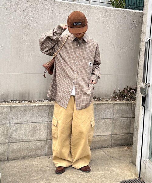 CIAOPANIC TYPY（チャオパニックティピー）の「【PATTIPATTI】ユニセックス/ビックシルエットロゴ刺繍チェックシャツ（シャツ/ブラウス・メンズ・グリーン/ベージュ/ブルー/サックスブルー・MEDIUM/LARGE）」の8枚目の写真