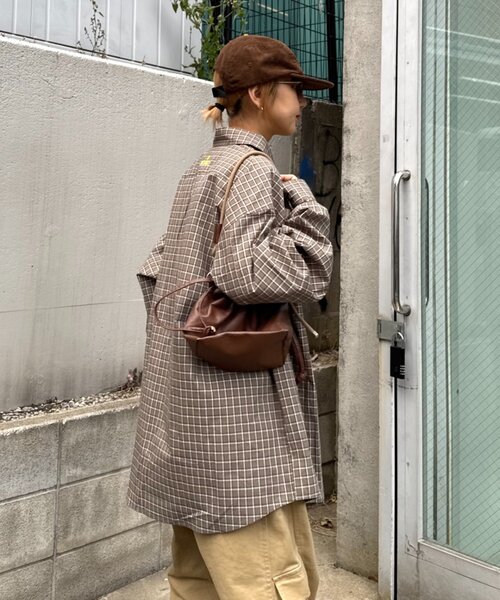 CIAOPANIC TYPY（チャオパニックティピー）の「【PATTIPATTI】ユニセックス/ビックシルエットロゴ刺繍チェックシャツ（シャツ/ブラウス・メンズ・グリーン/ベージュ/ブルー/サックスブルー・MEDIUM/LARGE）」の13枚目の写真