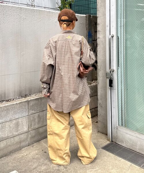 CIAOPANIC TYPY（チャオパニックティピー）の「【PATTIPATTI】ユニセックス/ビックシルエットロゴ刺繍チェックシャツ（シャツ/ブラウス・レディース・グリーン/ベージュ/ブルー/サックスブルー・MEDIUM/LARGE）」の12枚目の写真