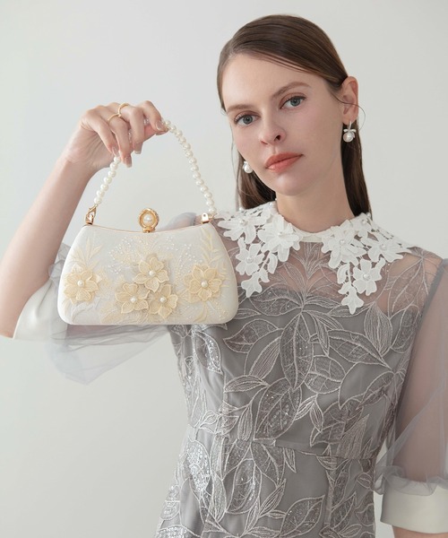 セール】【LEJA】3WAYフラワーパールハンドルパーティーバッグ結婚式