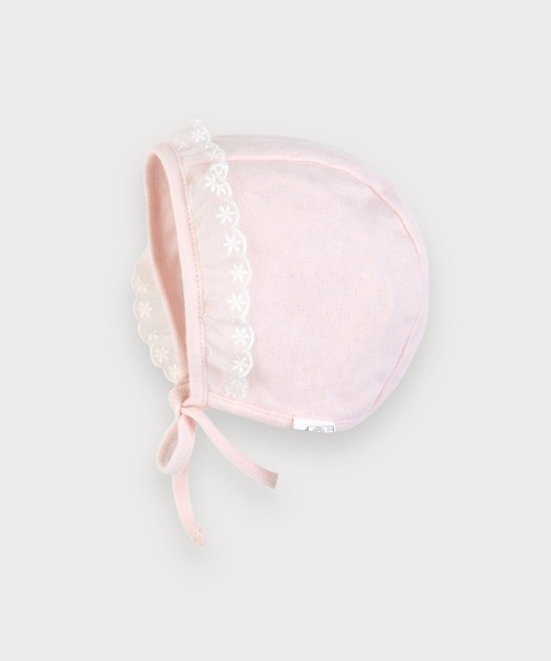moimoln(モイモルン)の「【mini moi】スイートアイレットボンネット帽子(ハット・キッズ・ライトピンク・46cm/44cm/42cm)」の2枚目の写真