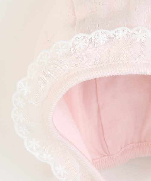 moimoln(モイモルン)の「【mini moi】スイートアイレットボンネット帽子(ハット・キッズ・ライトピンク・46cm/44cm/42cm)」の3枚目の写真