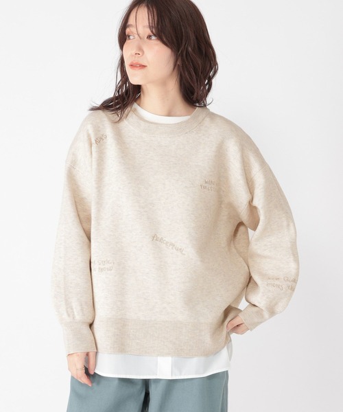 studio CLIP（スタディオクリップ）の「12ゲージランダム刺繍スウェットライクニット（ニット/セーター・レディース・ライトグリーン/ネイビー/オフホワイト・FREE）」の4枚目の写真