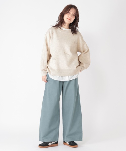 studio CLIP（スタディオクリップ）の「12ゲージランダム刺繍スウェットライクニット（ニット/セーター・レディース・ライトグリーン/ネイビー/オフホワイト・FREE）」の6枚目の写真