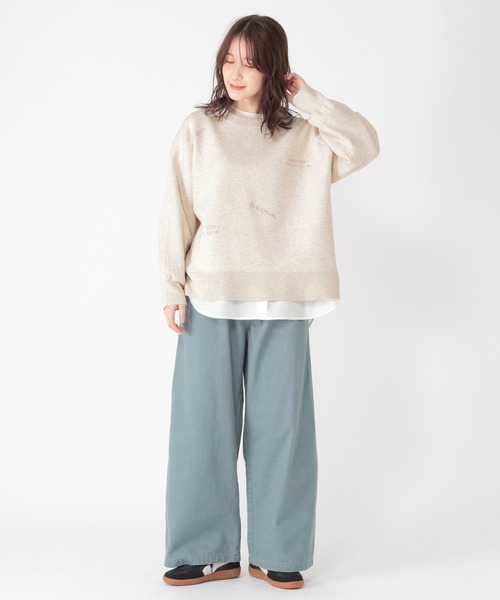 studio CLIP（スタディオクリップ）の「12ゲージランダム刺繍スウェットライクニット（ニット/セーター・レディース・ライトグリーン/ネイビー/オフホワイト・FREE）」の7枚目の写真