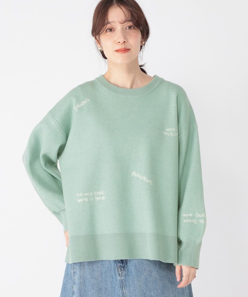 studio CLIP（スタディオクリップ）の「12ゲージランダム刺繍スウェットライクニット（ニット/セーター・レディース・ライトグリーン/ネイビー/オフホワイト・FREE）」の8枚目の写真