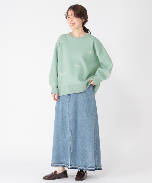 studio CLIP（スタディオクリップ）の「12ゲージランダム刺繍スウェットライクニット（ニット/セーター・レディース・ライトグリーン/ネイビー/オフホワイト・FREE）」の10枚目の写真