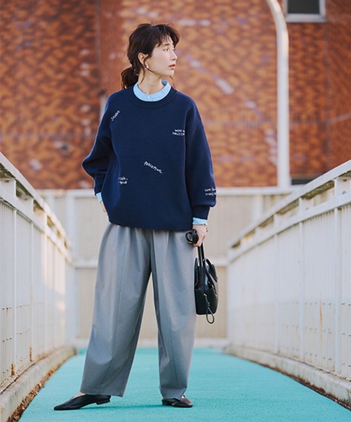 studio CLIP（スタディオクリップ）の「12ゲージランダム刺繍スウェットライクニット（ニット/セーター・レディース・ライトグリーン/ネイビー/オフホワイト・FREE）」の14枚目の写真