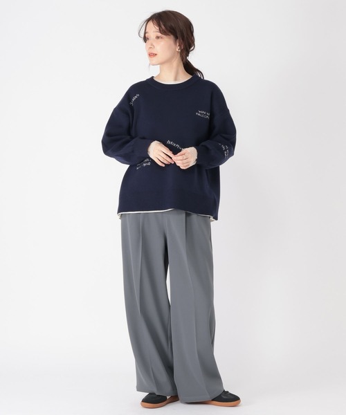 studio CLIP（スタディオクリップ）の「12ゲージランダム刺繍スウェットライクニット（ニット/セーター・レディース・ライトグリーン/ネイビー/オフホワイト・FREE）」の21枚目の写真