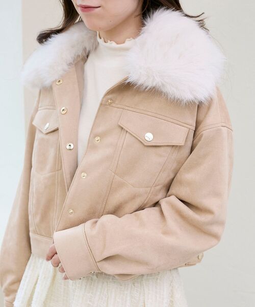 MAJESTIC LEGON（マジェスティックレゴン）の「2wayフェイクファーカラーブルゾン（ブルゾン・レディース・ブルー/アイボリー/ベージュ・MEDIUM）」の2枚目の写真