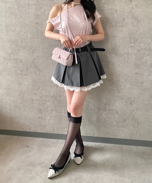 Mejoul（メジュール）の「【26年春夏新作】【ポインテッド＆スクエア】ドット柄リボン フラットパンプス（パンプス・レディース・ブラック系その他/ブラック/ホワイト/ホワイト系その他・L/M/S）」の14枚目の写真