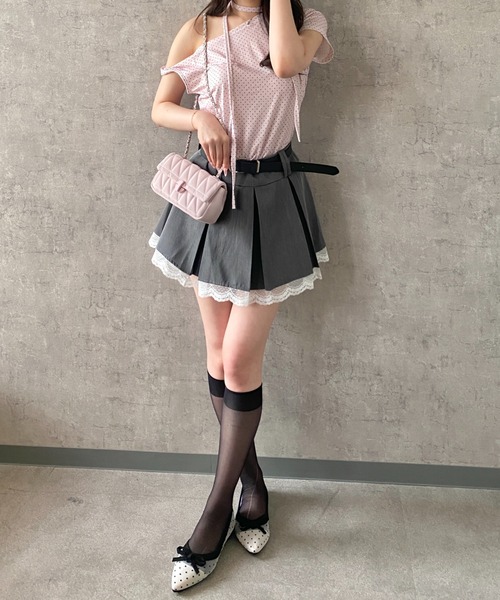 Mejoul（メジュール）の「【26年春夏新作】【ポインテッド＆スクエア】ドット柄リボン フラットパンプス（パンプス・レディース・ブラック系その他/ブラック/ホワイト/ホワイト系その他・L/M/S）」の15枚目の写真