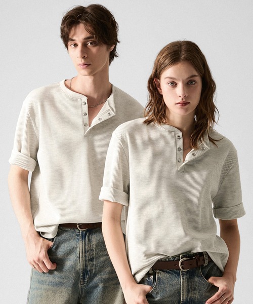 CLEL】Functional Thermal Henley Neck Short Sleeve T-Shirt