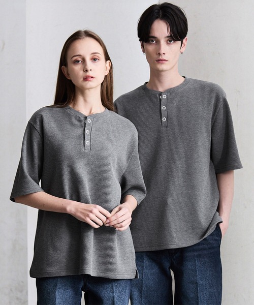 CLEL】Functional Thermal Henley Neck Short Sleeve T-Shirt