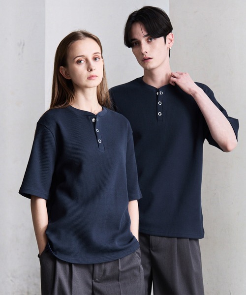 CLEL】Functional Thermal Henley Neck Short Sleeve T-Shirt