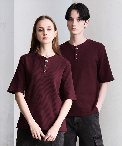 CLEL】Functional Thermal Henley Neck Short Sleeve T-Shirt