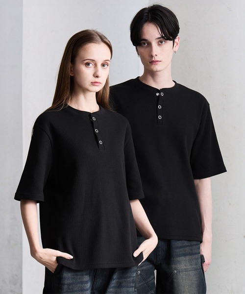 CLEL】Functional Thermal Henley Neck Short Sleeve T-Shirt
