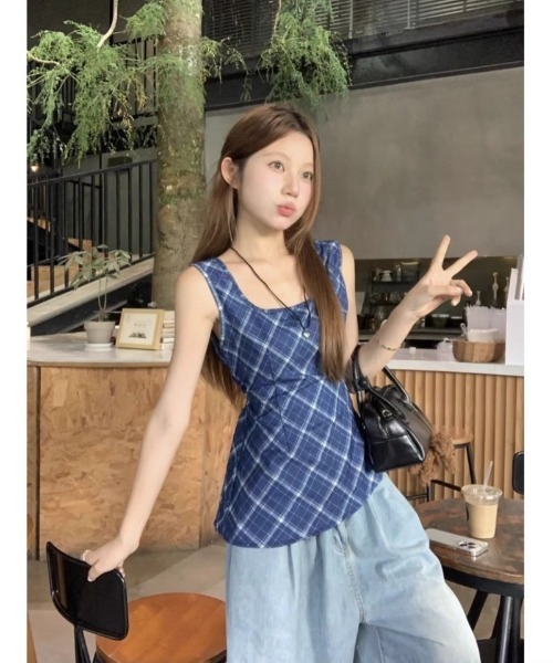 Ritzy(リッツィー)の「チェックノースリーブトップス(シャツ/ブラウス・レディース・ブルー・M/L/S)」の20枚目の写真