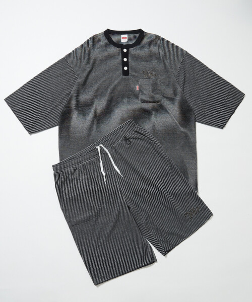 FREAK'S STORE（フリークスストア）の「SAUVENIR/サウベニア 【新色追加】別注 KANNAIGI by Healthknit/パイル/館内着/ヘルスニット/セットアップ/ユニセックス対応（ルームウェア/パジャマ・メンズ・ブルー/グレー/ブラック系その他/バーガンディー/ホワイト系その他/その他/ブラック・MEDIUM/SMALL/LARGE）」の4枚目の写真