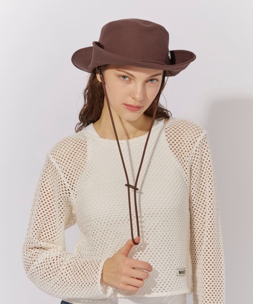 Chapeau d' O（シャポードオー）の「Chapeau d' O  Canvas Ten-gallon Hat / シャポードオー（ハット・レディース・ブラウン/ダークグレー/ベージュ・M/57.5cm）」の11枚目の写真