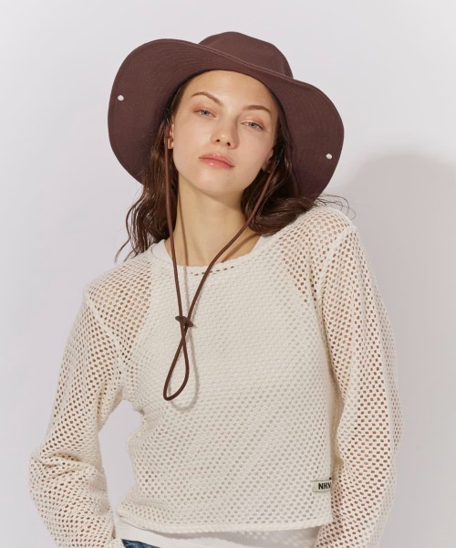 Chapeau d' O（シャポードオー）の「Chapeau d' O  Canvas Ten-gallon Hat / シャポードオー（ハット・レディース・ブラウン/ダークグレー/ベージュ・M/57.5cm）」の7枚目の写真